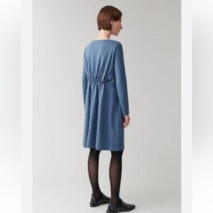 COS midi elastic waist dress in blue size Medium